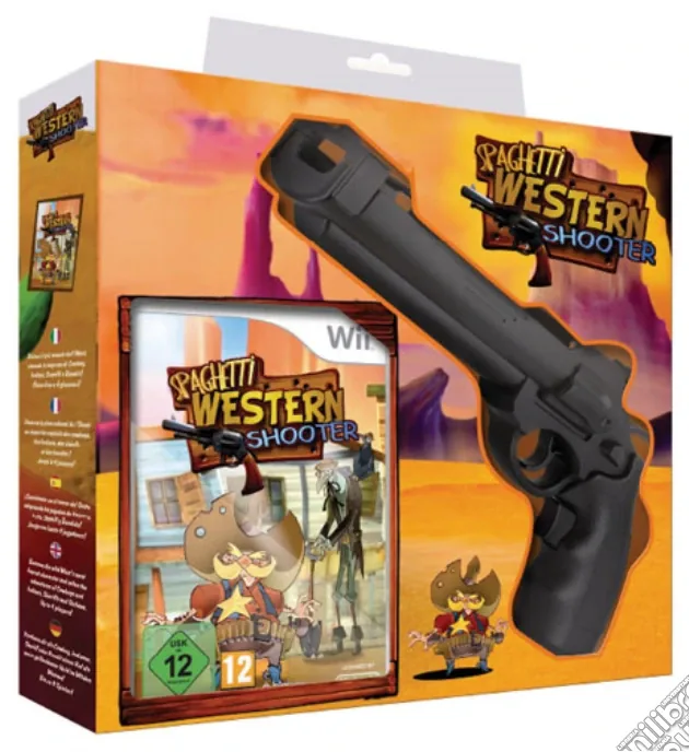 Confezione Wii di Spaghetti Western Shooter in bundle con la pistola controller, pubblicata da BigBen Interactive