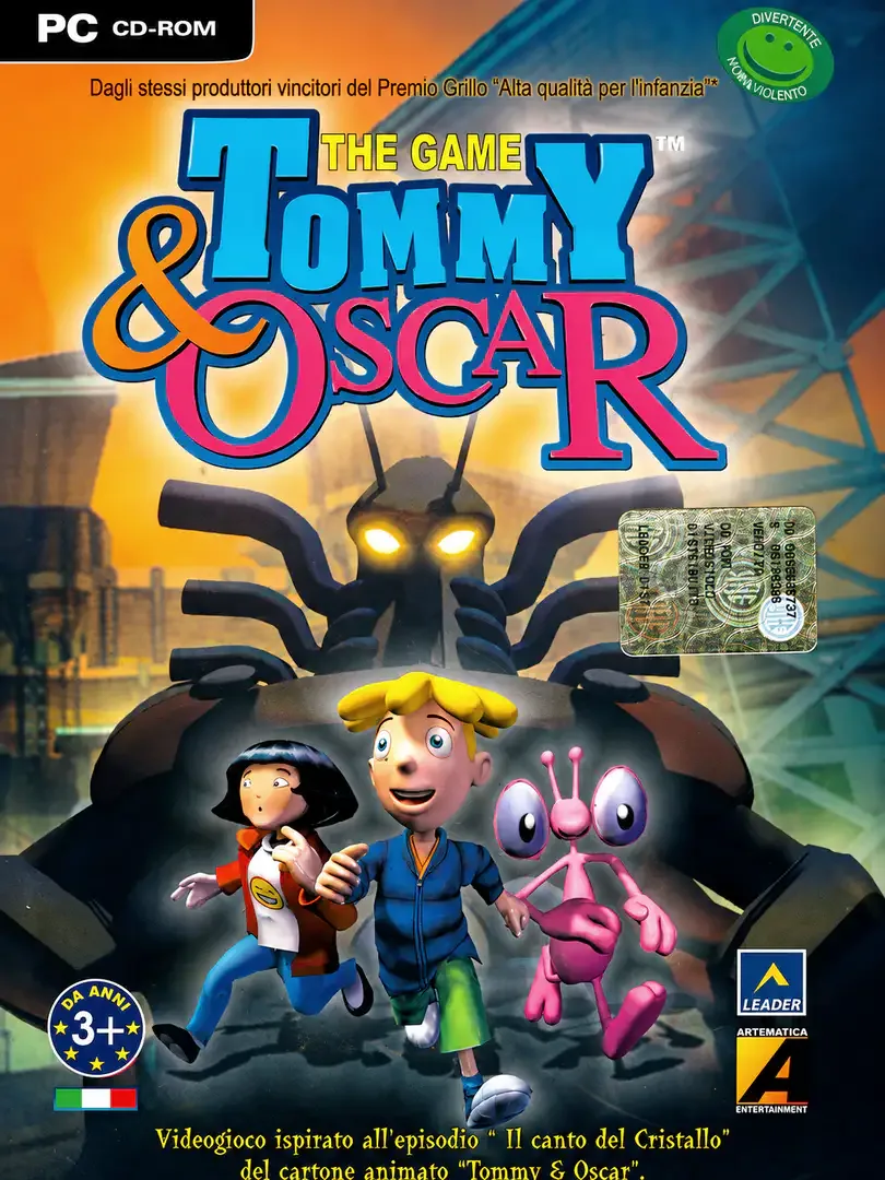 Copertina PC CD-ROM di Tommy & Oscar: Il canto del cristallo con il logo Artematica