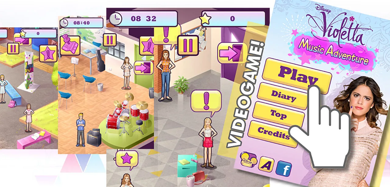 Schermate di gioco e menu di Violetta Music Adventure